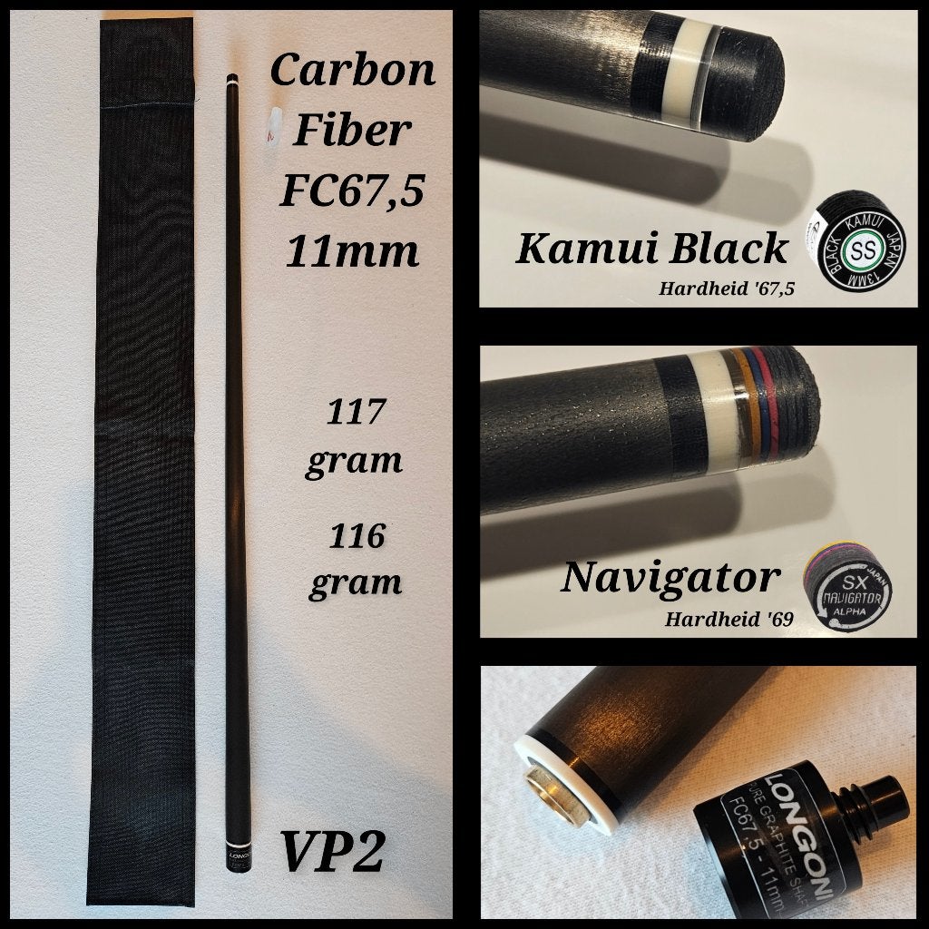 Carbon FC67,5 Kamui of Navigator - 11mm top voor Longoni VP2, Sports & Fitness, Billards & Billards américains, Enlèvement ou Envoi