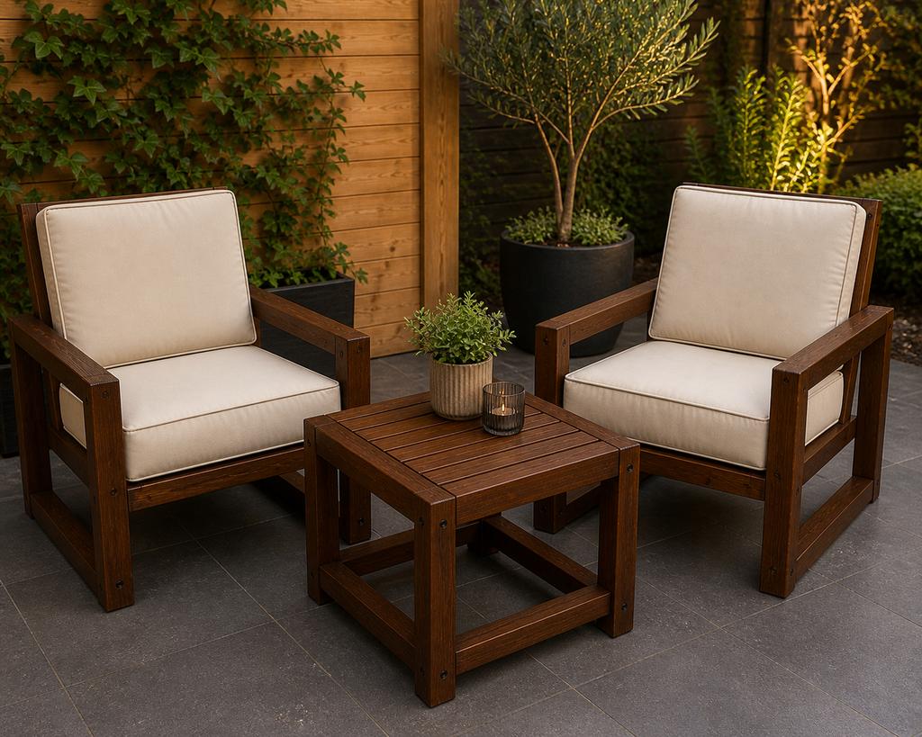 2 Tuinstoel met Tuintafel, Tuin en Terras, Nieuw, Stoel, Tuinset, Hout