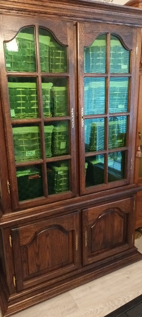 wandkast met groenig glazen venstertjes, Ophalen, Minder dan 150 cm, 150 tot 200 cm, Overige houtsoorten