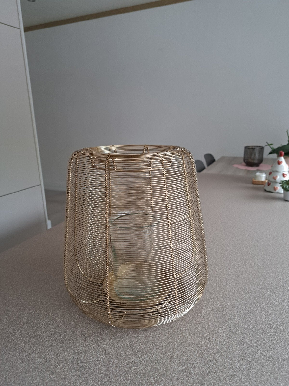 Groot theelichthouder goud diameter 22 cm, hoogte  28 cm, Huis en Inrichting, Lampen | Lampenkappen, Ophalen, Metaal