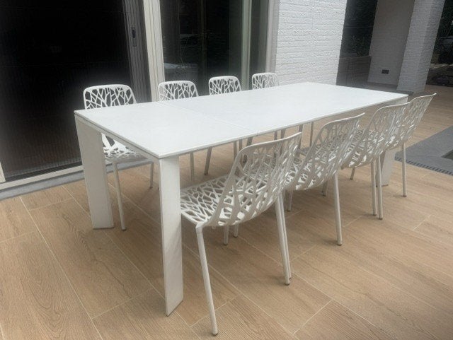 tuinset van het designmerk Fast Forest (Nieuwprijs 5.500,-), Ophalen, Gebruikt, Aluminium, 8 zitplaatsen