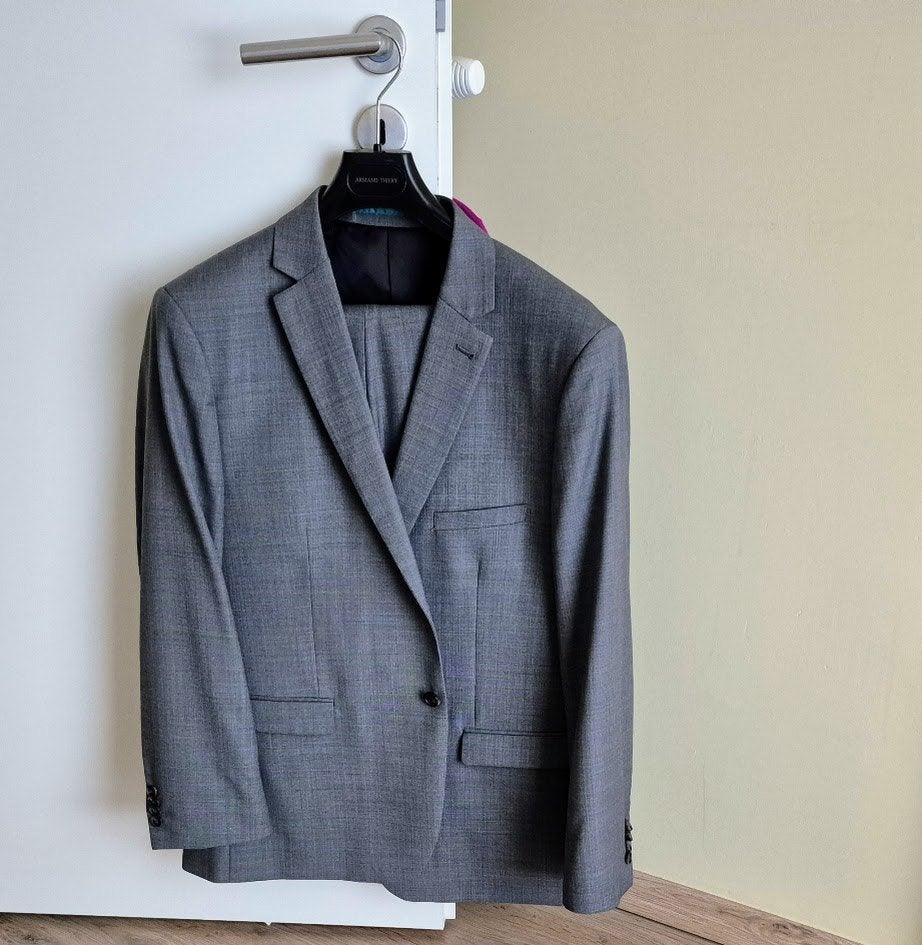 2-delig pak als nieuw, Kleding | Heren, Ophalen, Grijs, Armand thiery, Maat 56/58 (XL)