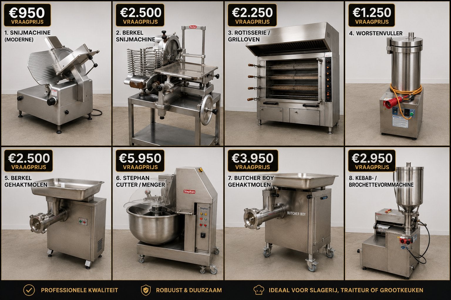 VOLLEDIGE PROFESSIONELE SLAGERIJ-MACHINES TE KOOP, Zakelijke goederen, Ophalen
