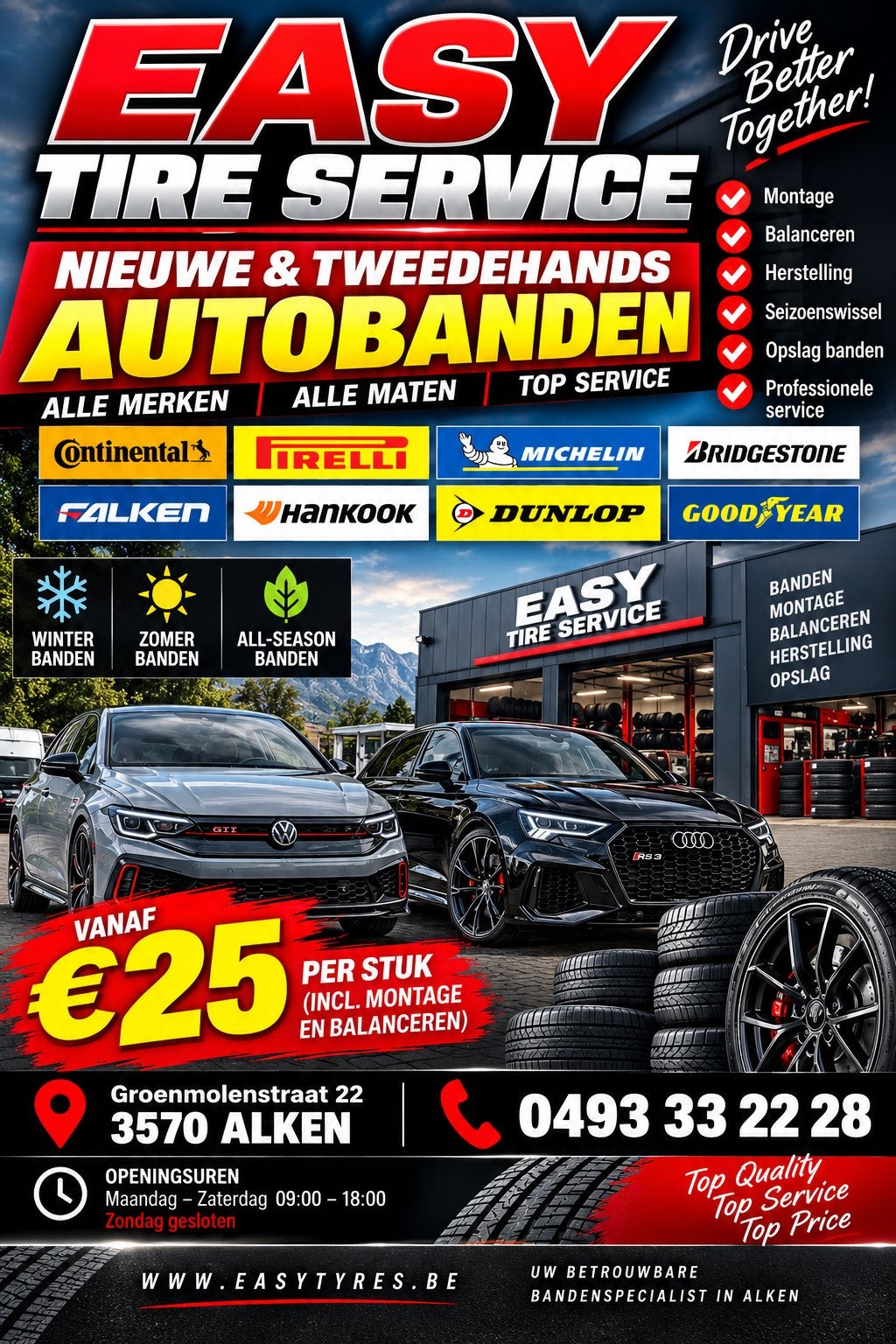 Topkwaliteit  Top banden  Topprijs  Topservice, Ophalen of Verzenden