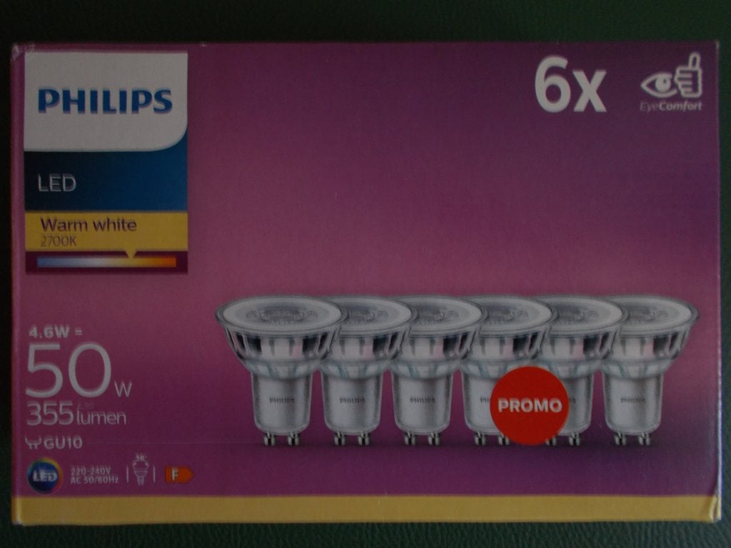 NIEUW Philips leespot 50 Watt warm white 2 stuks, Huis en Inrichting, Lampen | Spots, Ophalen, GU10, Nieuw, Glas