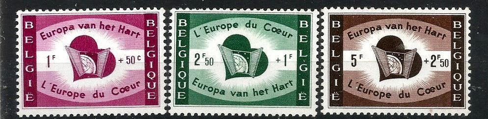 1959 Europa van het hart OBP 1090/2*, Postzegels en Munten, Spoor van plakker, Ophalen of Verzenden, Zonder stempel, Postfris