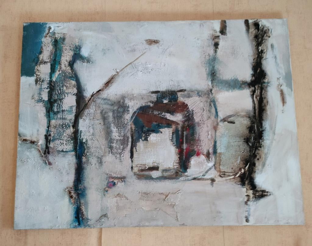Abstract schilderij bokaal, Antiquités & Art, Art | Peinture | Moderne, Enlèvement