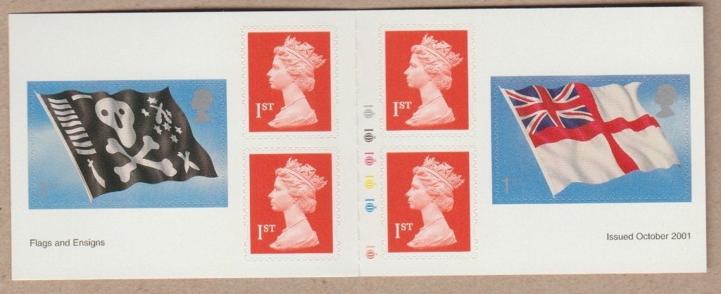 GB 2001 Stamp Booklet PM4 Cylinder Q1 Vlaggen en wimpels **, Postzegels en Munten, Verzenden, Postfris