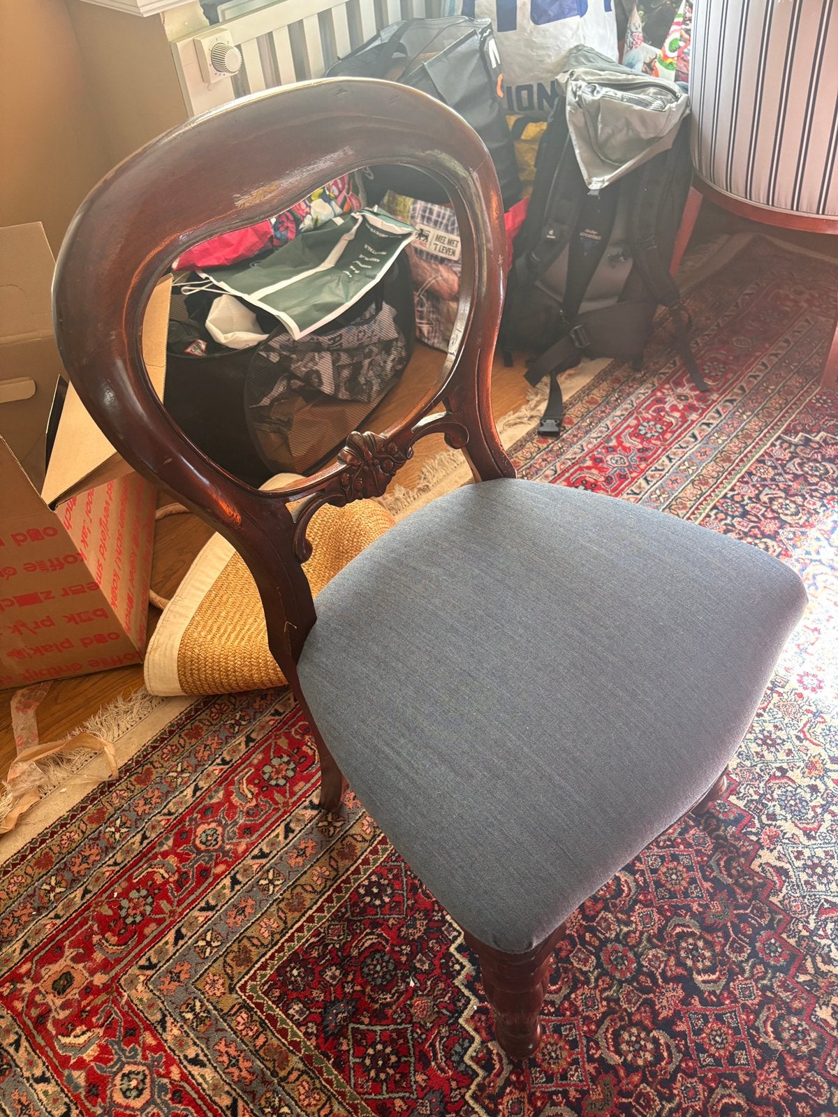 6 antieken mahonie houten stoelen, Ophalen, Gebruikt, Bruin, Vijf, Zes of meer stoelen