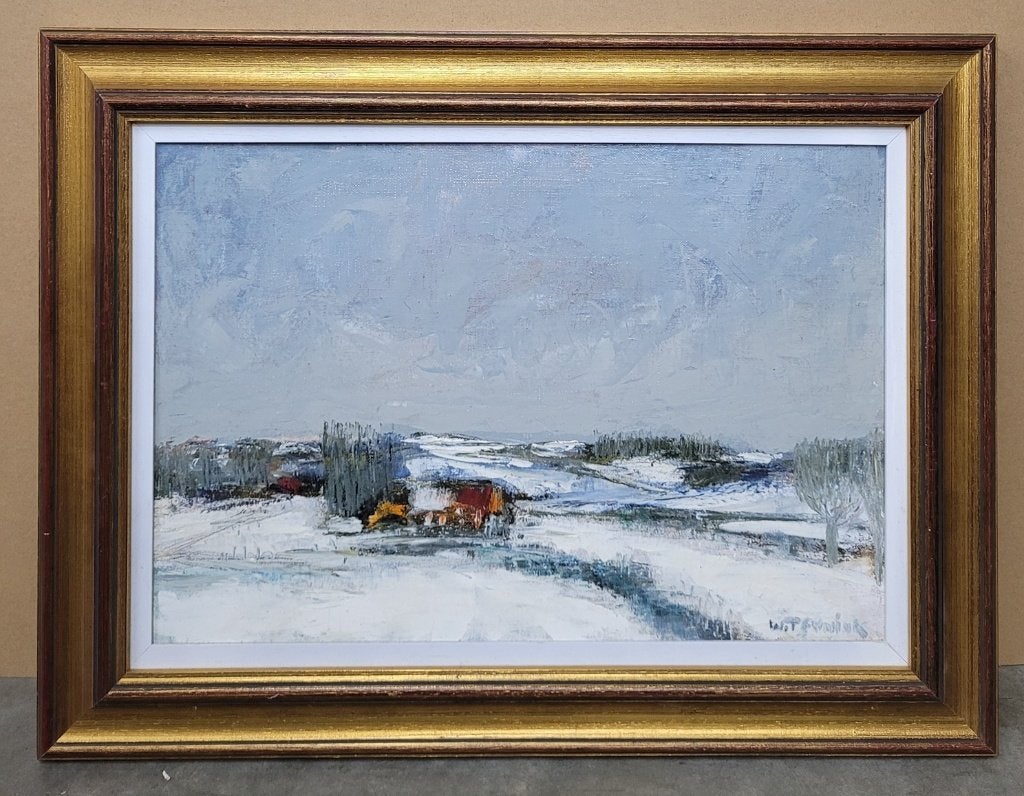 Walter TEUNINK, winterlandschap, Antiquités & Art, Art | Peinture | Classique, Enlèvement ou Envoi