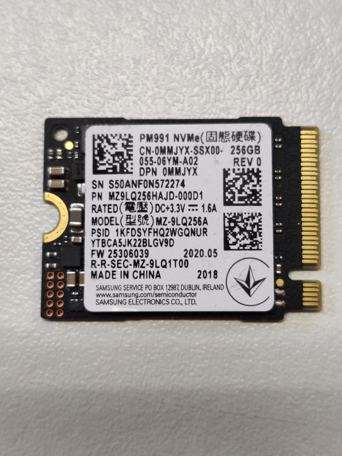 Samsung 256GB SSD NVMe, Ophalen, SSD