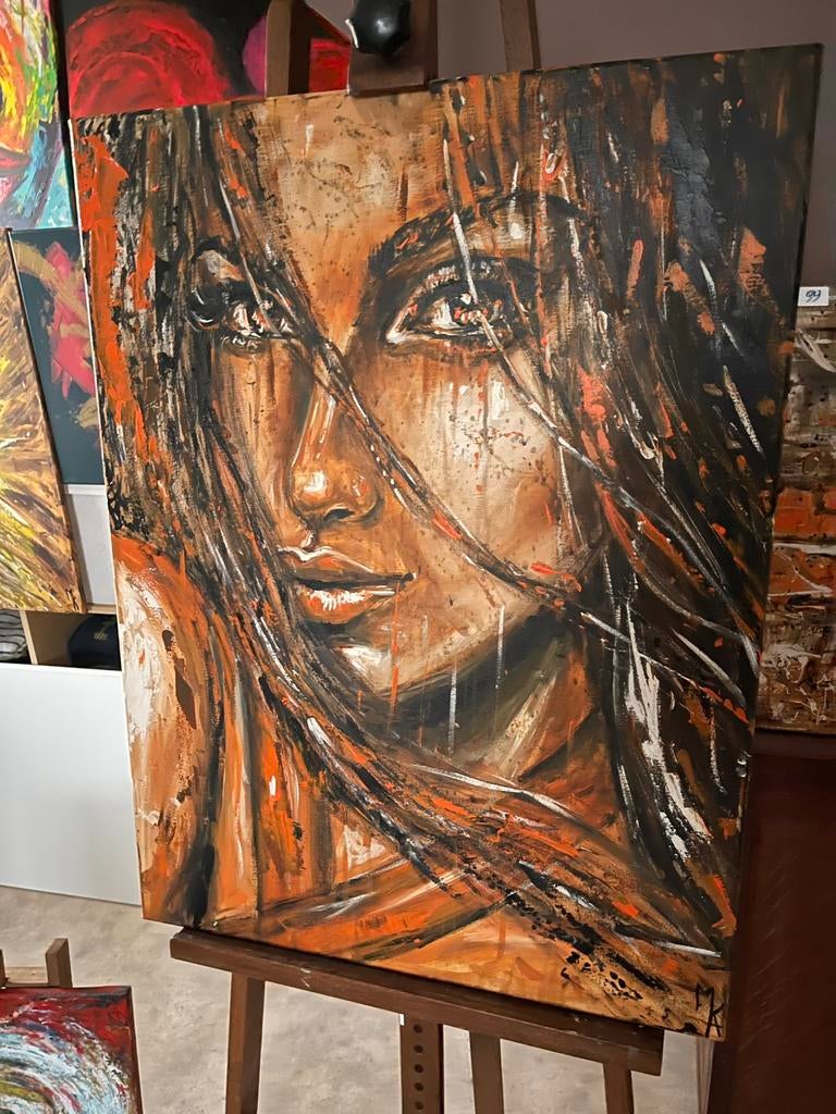 Vrij groot origineel schilderij Mk Art, Antiek en Kunst, Kunst | Schilderijen | Abstract, Ophalen