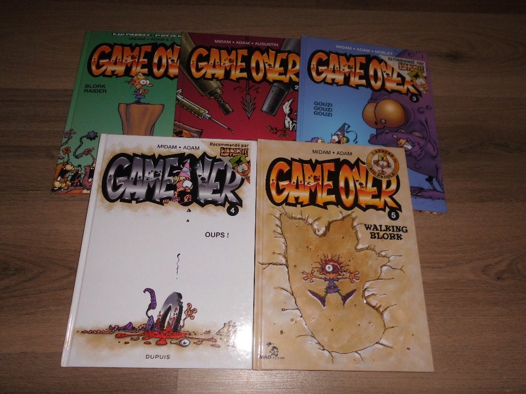 lot 5 bd en e.o. EO tome 1 à 5 " game over " midam & adam, Livres, Enlèvement ou Envoi
