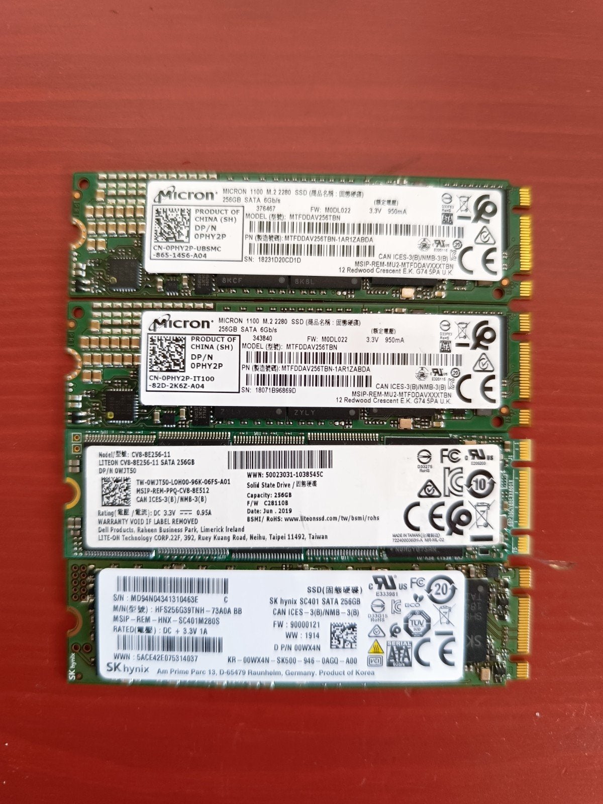 Lot de 4 SSD 256GB NGFF M2 M.2, 256GB, Enlèvement ou Envoi, SSD, Interne
