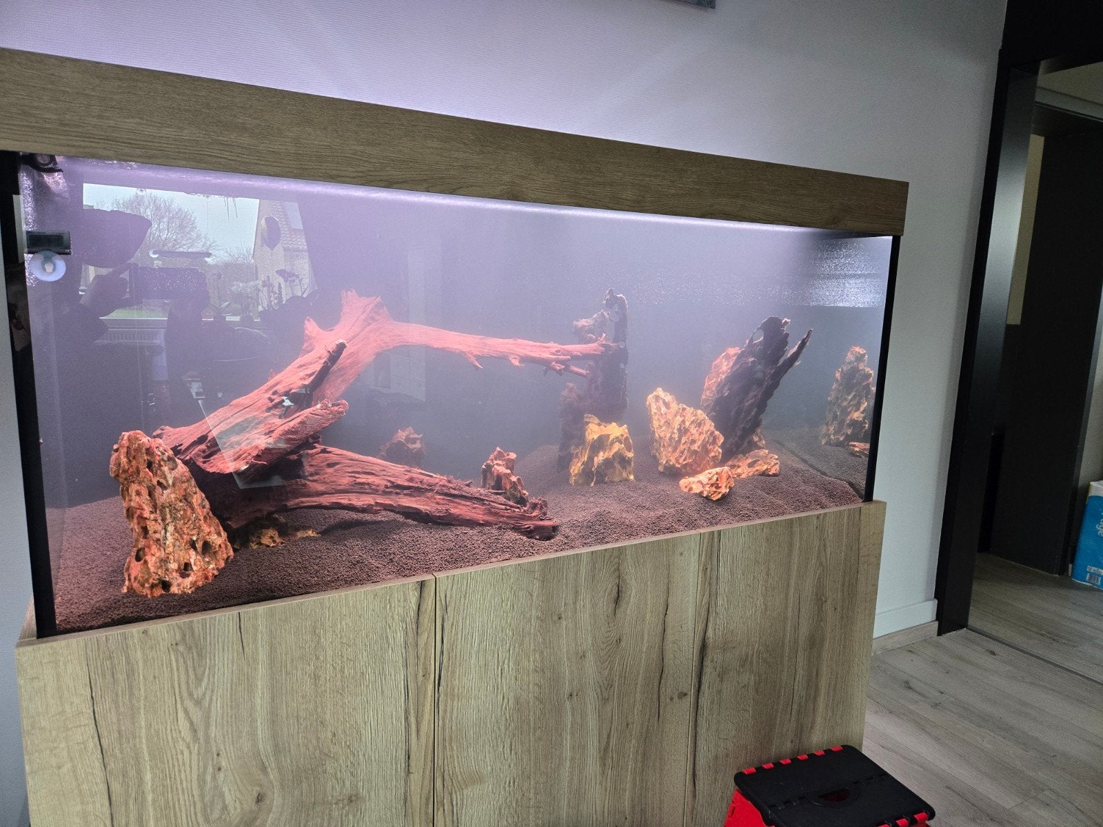 Aquarium met meubel, Chauffage, Aquarium d'eau douce rempli, Comme neuf, Enlèvement