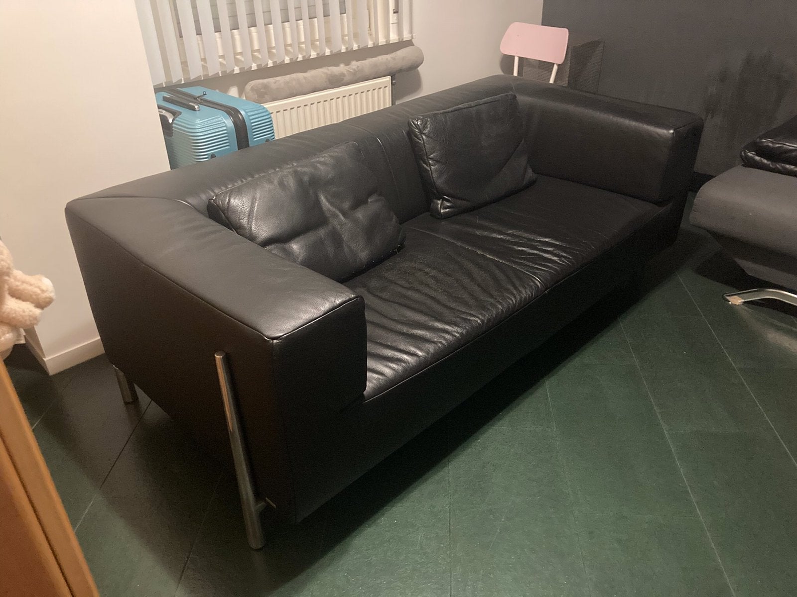 Moderne lederen salon 2-zit, Huis en Inrichting, Ophalen, Gebruikt, Leer, Modern