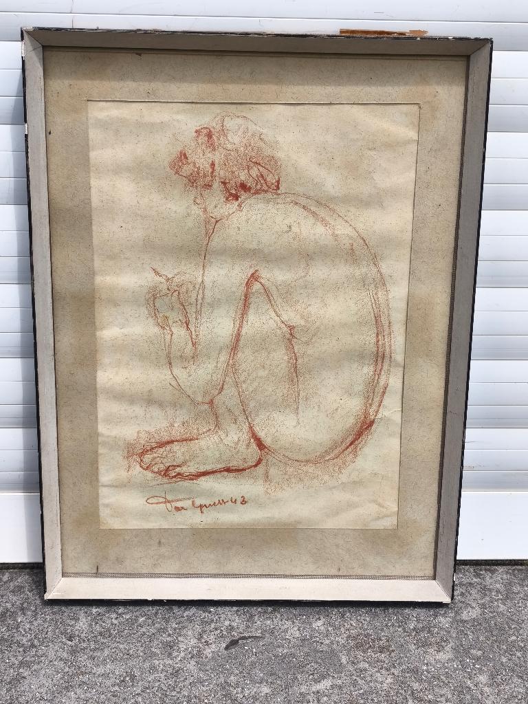 Sanguine femme signe José van gucht, Enlèvement ou Envoi