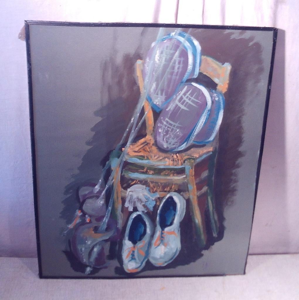 Mooi Aquarel 'Stoelen Maskers Schoenen en Degens' - E.D., Ophalen of Verzenden
