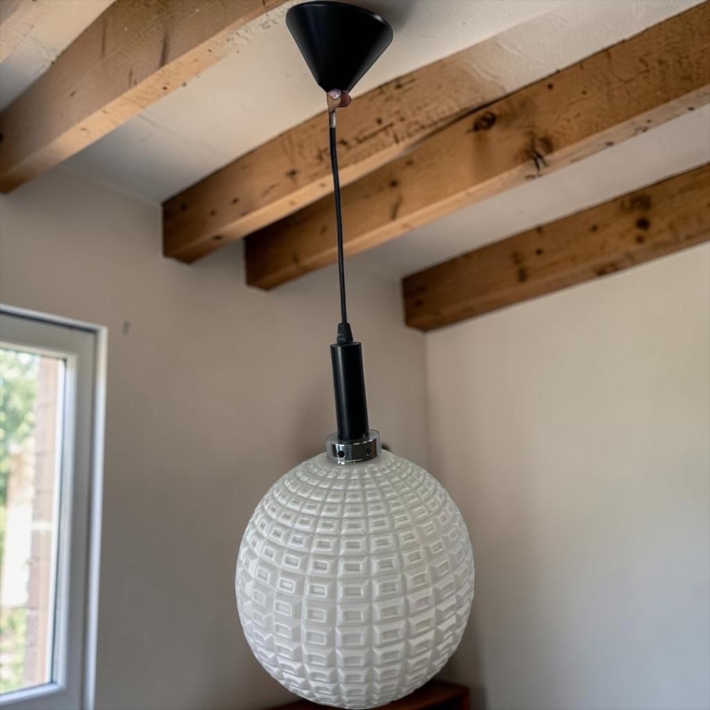 lampe suspendue vintage en verre blanc, Envoi, Utilisé