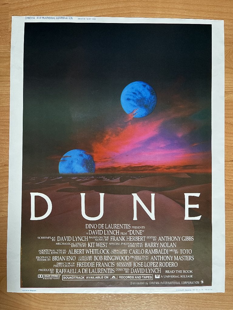 AFFICHE DE FILM - DUNE - ORIGINALE - 1984 - DAVID LYNCH, Enlèvement ou Envoi, Comme neuf, Rectangulaire vertical, Cinéma et TV