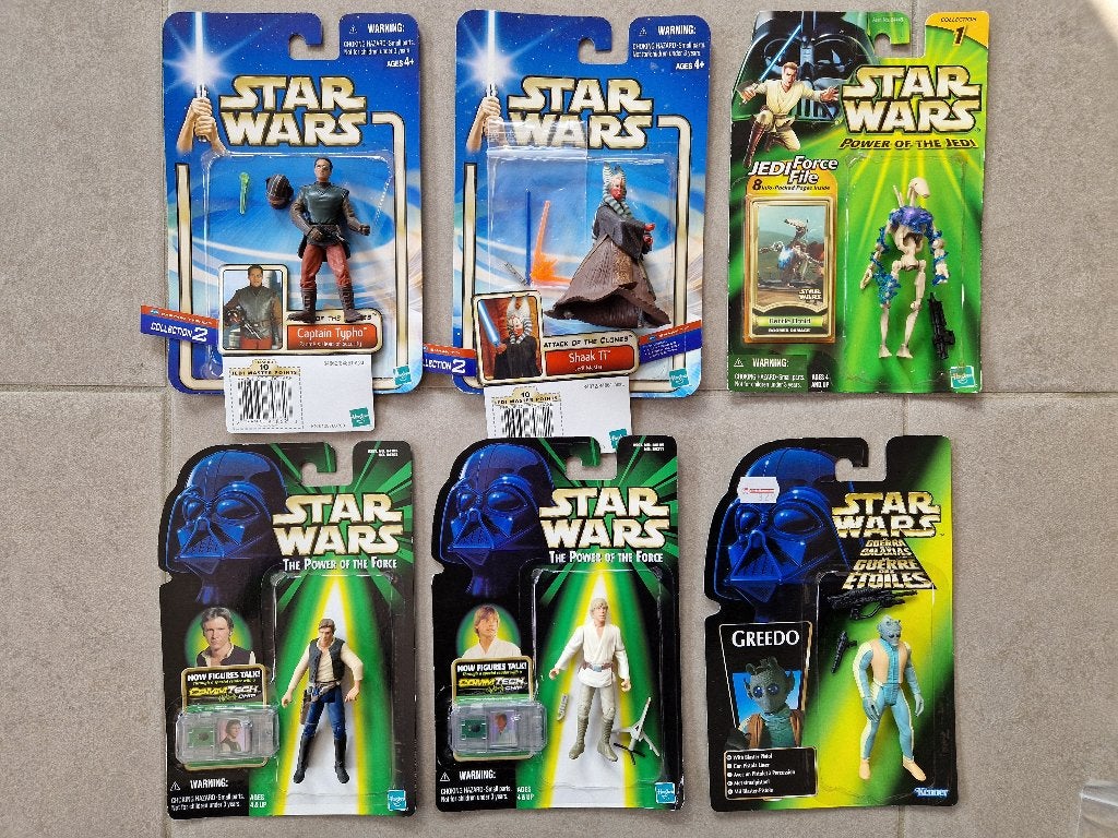 Star Wars Hasbro Luke Han Solo Greedo Droid-figuren, Ophalen of Verzenden, Zo goed als nieuw, Actiefiguurtje