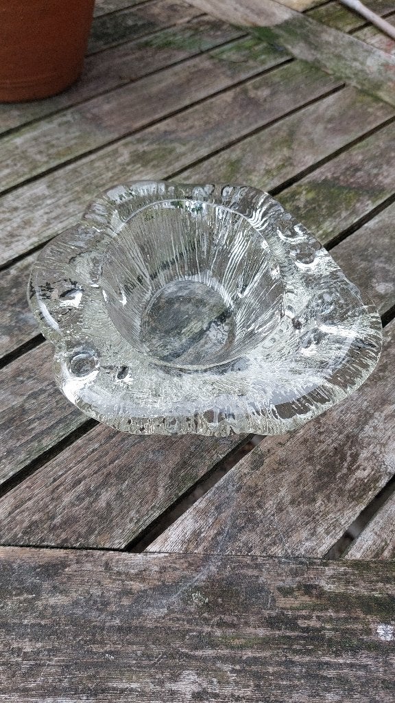 Bol et bol en verre à glace Blenko brutalist, Antiquités & Art, Enlèvement ou Envoi, 5 cm, Plat, Verre