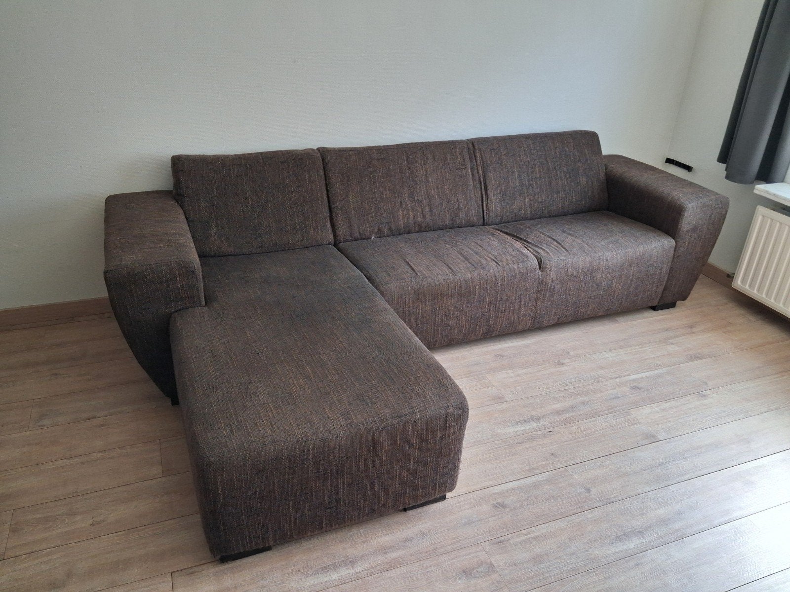 3 zitbank met chaise lounge donkerbruin, Ophalen