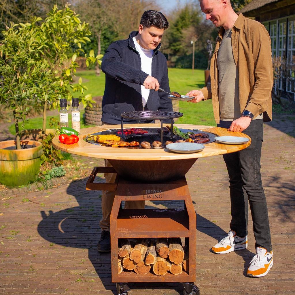 Plancha BBQ en acier Corten Maestro 80 cuisine extérieure, Enlèvement ou Envoi, Neuf, RJ Royal Living, Avec accessoires