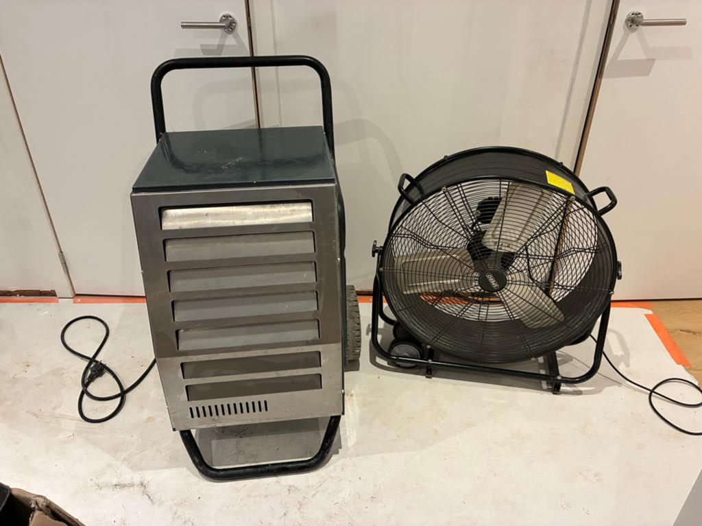 Bouwdroger set met grote ventilator, Doe-het-zelf en Bouw, Ophalen, Gebruikt, Ventilator en Afzuiger