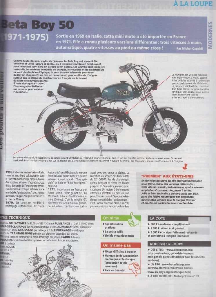 Cyclomoteur Beta Boy minibike collection, Ophalen of Verzenden, Gelezen