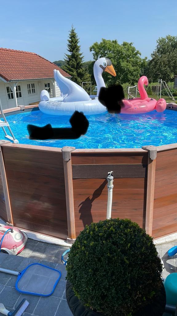 Intex zwembad met houtlook opzetwand, Gebruikt, Rond, Ophalen, 120 cm of meer