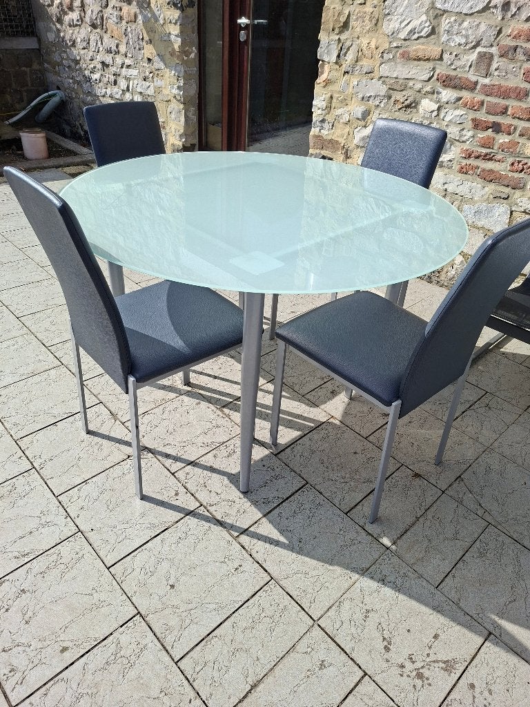 Table et chaise, Maison & Meubles, Enlèvement, Comme neuf, Rond, Verre
