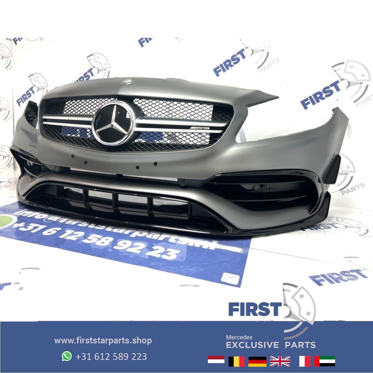 W176 A45 AMG VOORBUMPER FACELIFT A KLASSE 2018 MAT GRIJS AER, Gebruikt, -, Voor, Ophalen of Verzenden