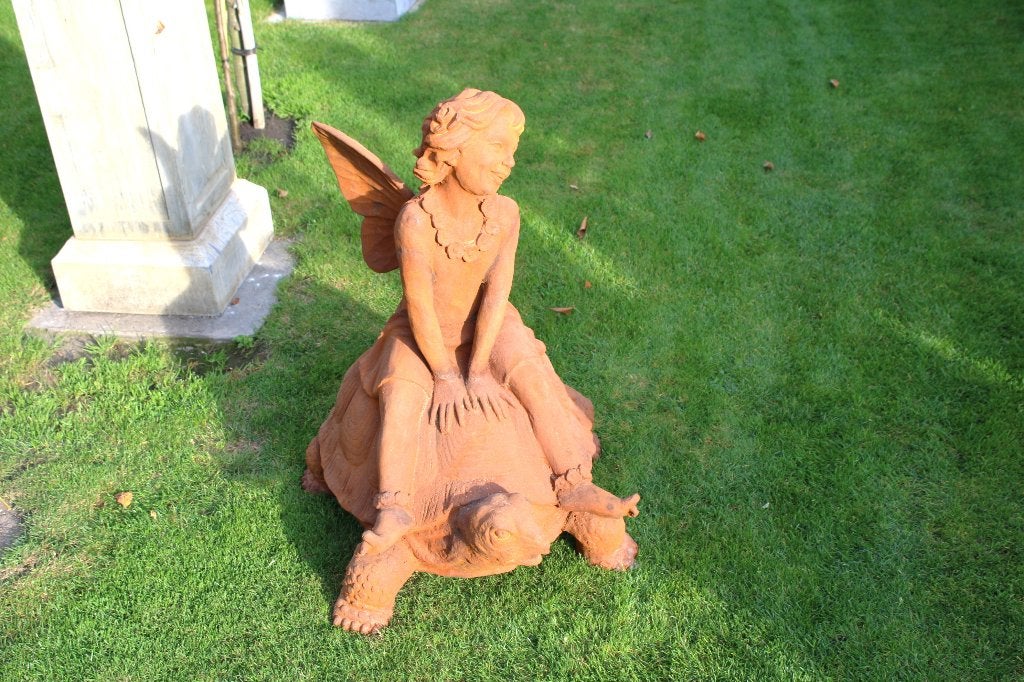 la tortue et l elfe assise XXL en fonte rouillé ., Enlèvement, Neuf, Métal, Animal