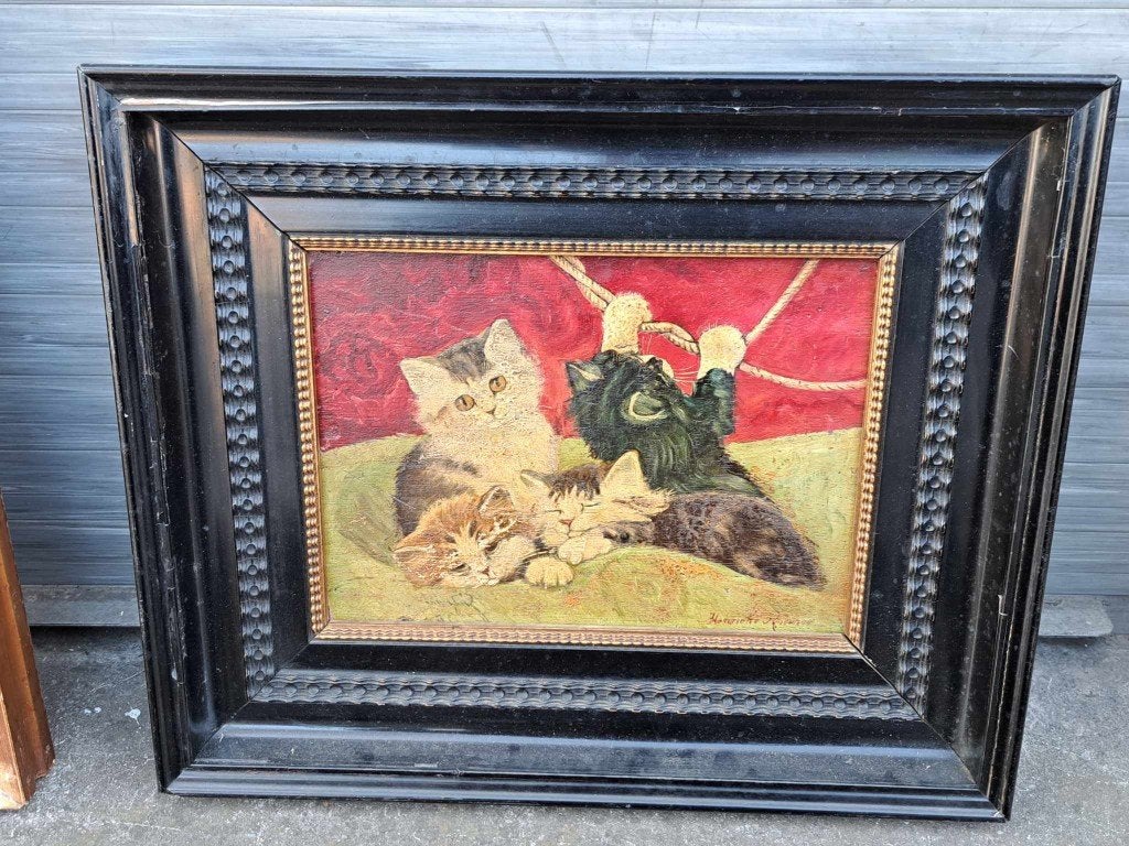 huile sur panneau chat signe henriette ronner, Antiek en Kunst, Ophalen of Verzenden