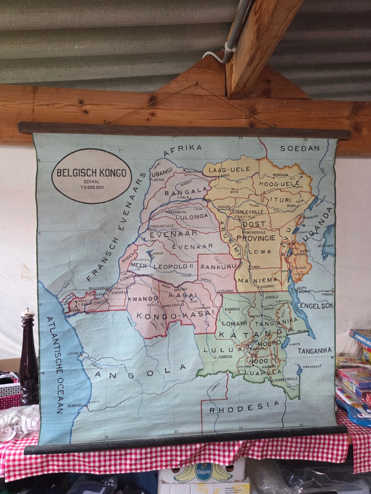 Belgisch kongo congo op doek 120 x 120 cm, Antiek en Kunst, Ophalen