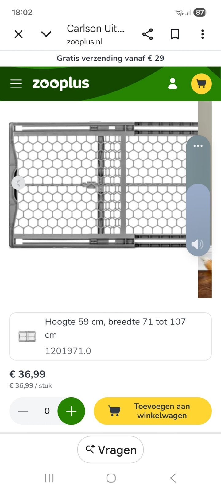 Uitschuifbaar Hek van Kunststof voor hond of kind (traphek), Ophalen, Overige materialen, Nieuw, 115 cm of meer