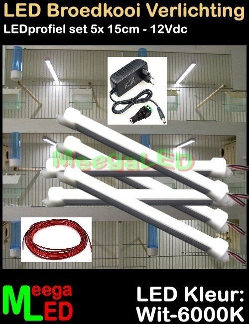 LED profiel SET 5x 15cm WIT Broedkooi Kweekkooi Vogelkooi, Ophalen of Verzenden, Nieuw, Aluminium, Broedkooi of Kweekkooi