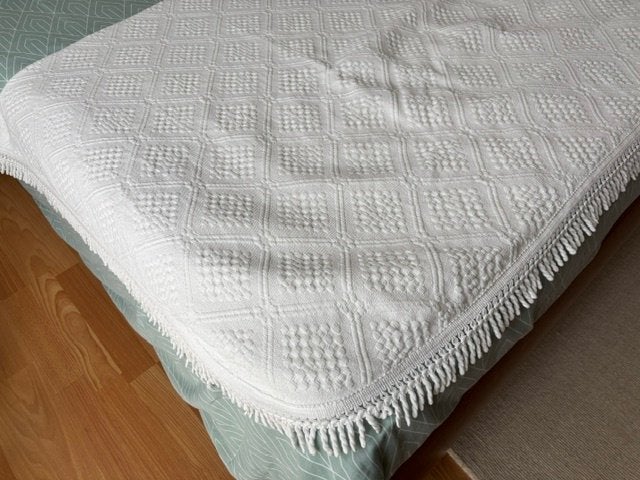 Couvre-lit, Bordure, Enlèvement, Coton, Blanc