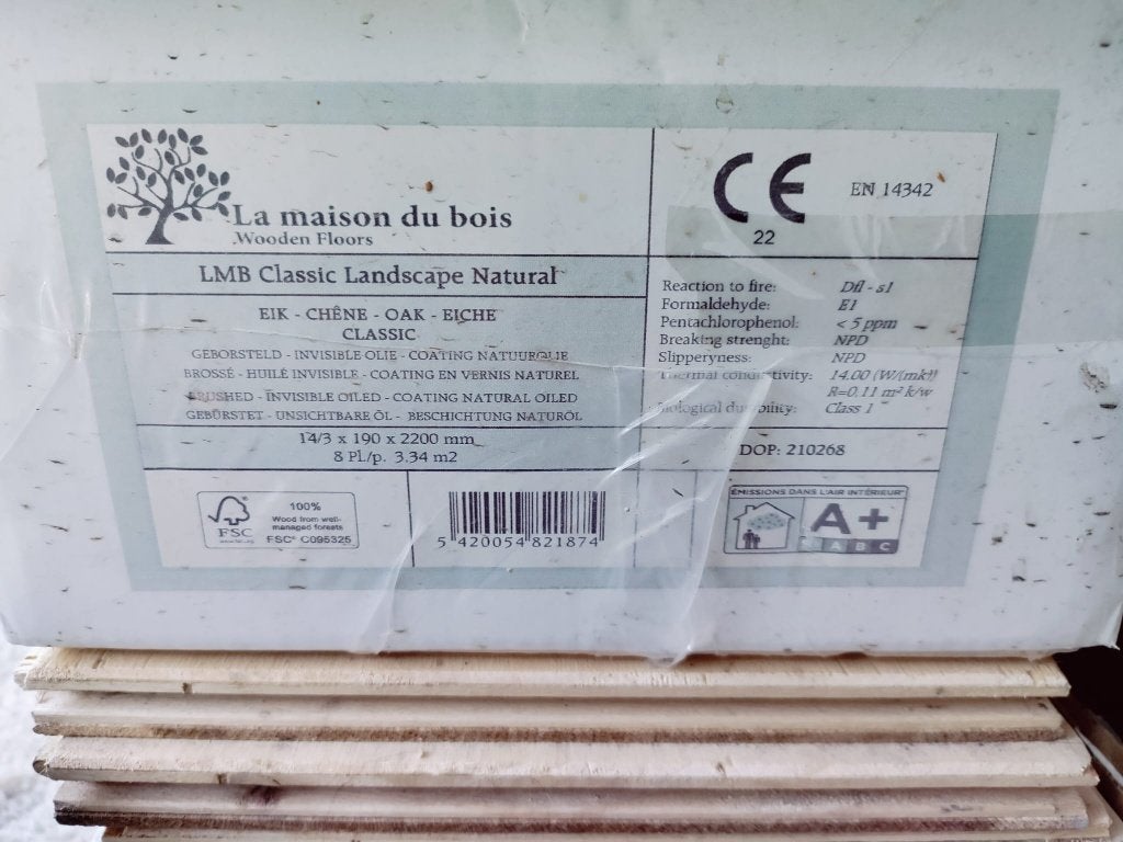 Parquet - chêne - Impermo, Neuf, 200 à 250 cm, Chêne, Enlèvement