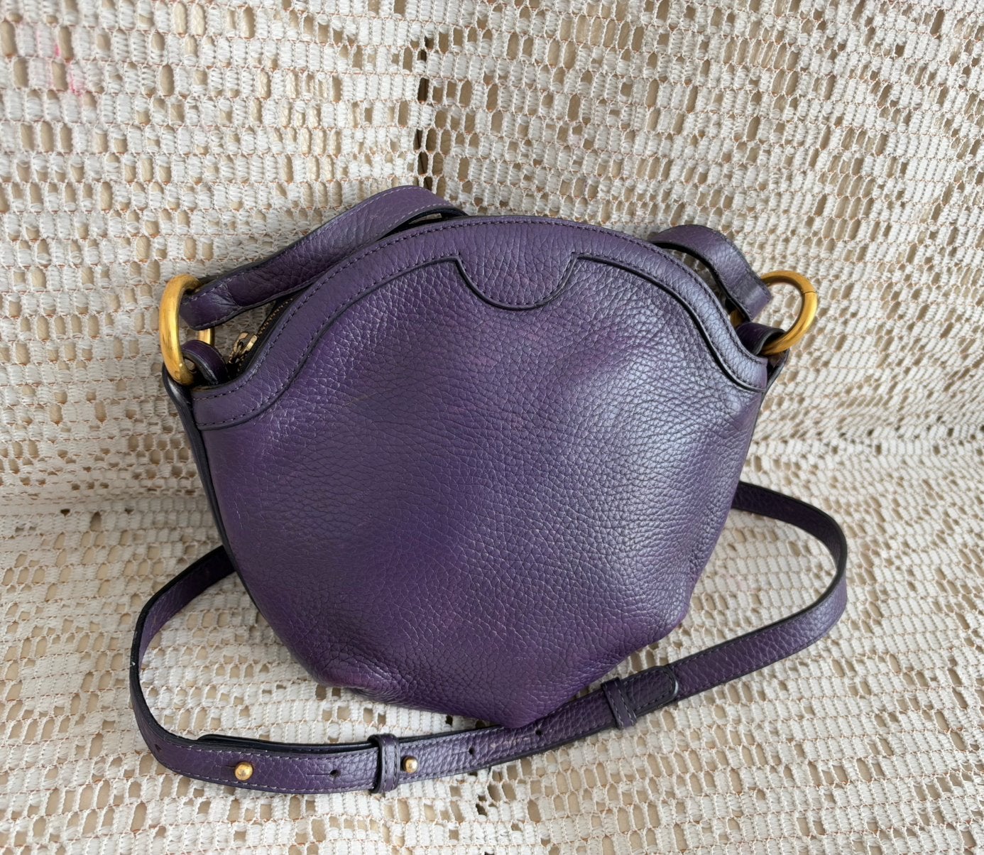 Sac bandoulière DELVAUX cuir violet, Enlèvement ou Envoi, Comme neuf, Violet, Cuir