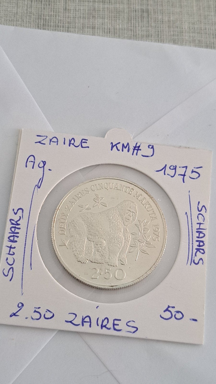 zaire 2.5 zaires 1975 AG IN NIEUWSTAAT  geres ed.michel, Postzegels en Munten, Munten | Afrika, Ophalen of Verzenden