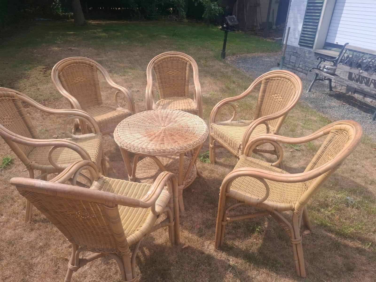 rieten tuinset 6 pers, Ophalen, Tuinset