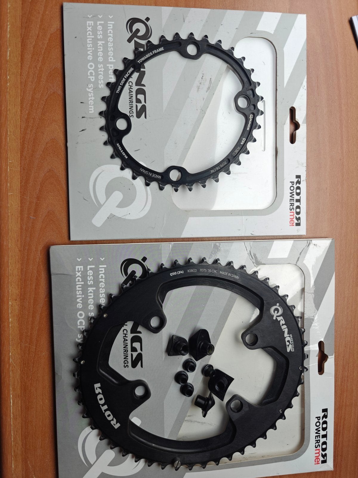 Setje Qrings 50-34 bcd 110 met afdekstukjes Ultegra, Fietsen en Brommers, Ophalen of Verzenden, Gebruikt
