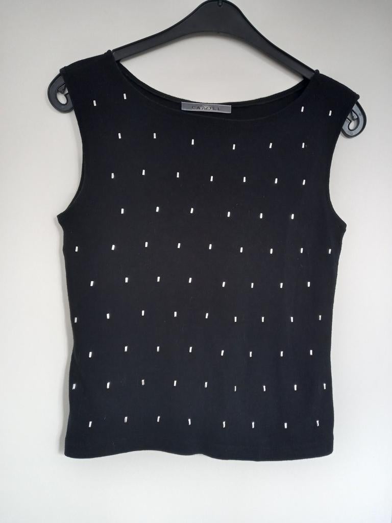 CAROLL zwarte top, met zilverkleurige metalen inleg,, Kleding | Dames, Maat 38/40 (M), Zwart, Nieuw, Ophalen of Verzenden