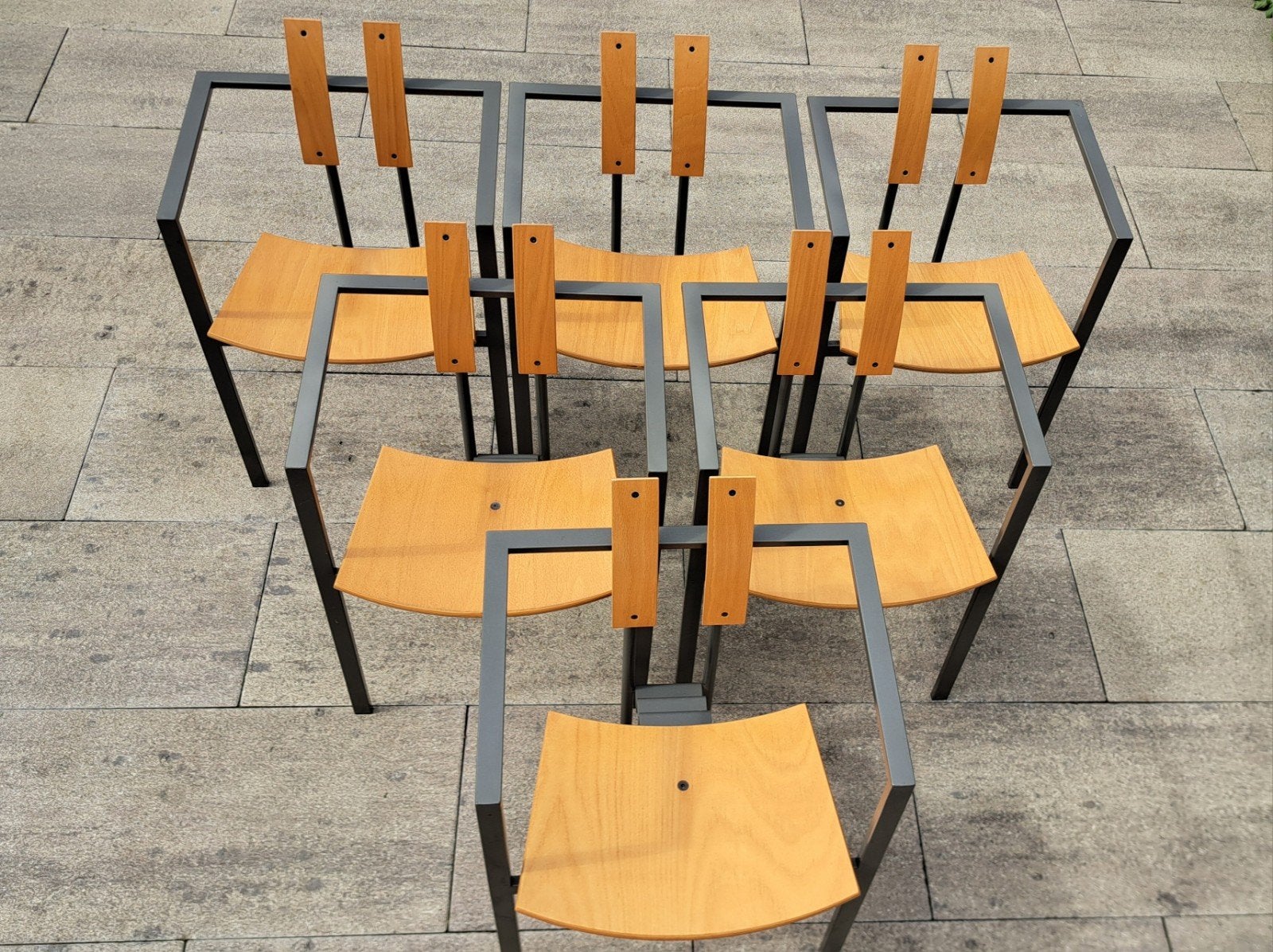 6 chaises KFF Trix allemandes, Enlèvement, Gris, Bois