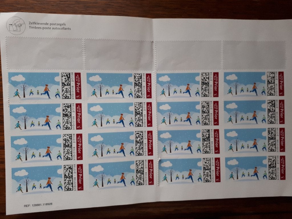 16 timbres Belgique Prior, 1 Autocollant, Enlèvement ou Envoi, Non oblitéré, Sans enveloppe