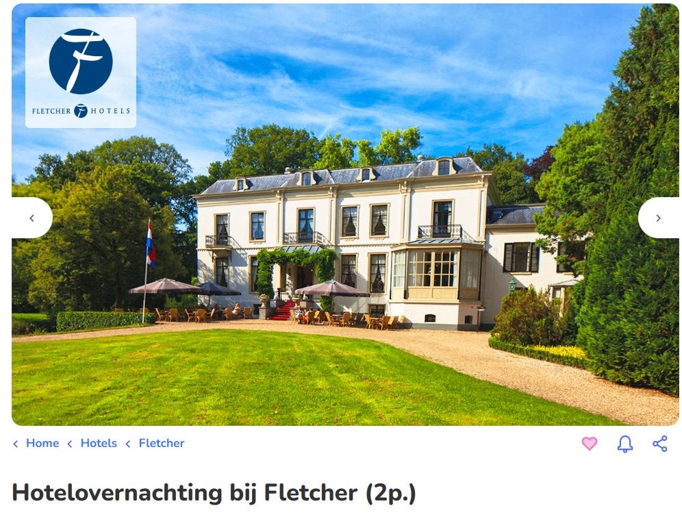 Hotelovernachting 2p Fletcher Hotel, Twee personen, 1 overnachting