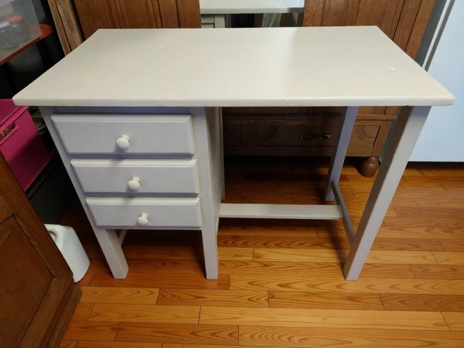 Bureau en bois massif., Enlèvement, Utilisé, Bois, Gris