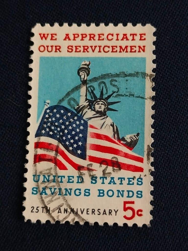 USA 1966 - Vrijheidsbeeld, vlag, leger, Verzenden, Gestempeld, Noord-Amerika